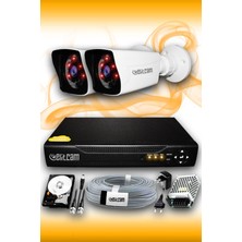 Elitcam 2 Kameralı Kare 2 Dış Kamera Set 250 GB HDD Full Hd Gece Görüşlü Güvenlik Kamerası Sistemi