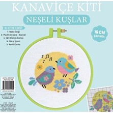 Balım Örgü Evi Neşeli Kuşlar Kanaviçe Kit Nakış Seti 19 cm Plastik Kasnaklı Renkli Tasarım