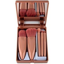Masis Kozmetik Masis -Taşınabilir Aynalı 5'li Makyaj Fırça Seti Profesyonel Allık Dudak Kaş Kapatıcı / Makeup Brush