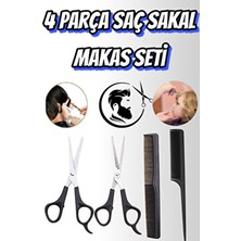 Esenliwe 4 Parça Berber Saç Sakal Kesme Kısaltma Seti Dayanıklı Ara Makas Düz Makas Krepe Tarağı