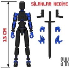 SYK Design Siyah Mavi Robot 13 Dummy 13 cm Hareketli Aksiyon Figürü Oyuncak Çocuklar İçin Hediyelik