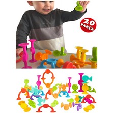 RoseRoi Eğitici Duyusal Oyuncak Vantuzlu Vakum Molekül Parça Yapı Silikon Taşları 20 Parça