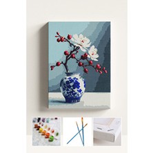 Corvo Sayılarla Boyama Seti Numaralı Tuval Fırça Boya Vazo Çiçek 40X50 cm