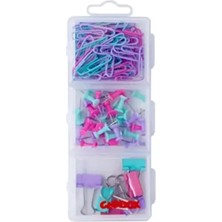 SEYFİKİRTASİYE Renkli Ataş Harita Çivisi Klips Seti Mor Pembe Karışık Yeşil Renk