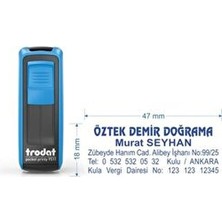 Trodat 9512 Kalem Mavi Renk Firma ve Şirket Kaşesi 47x18 mm Ölçülerinde