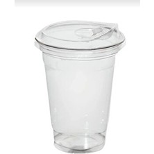 Miopack Mg Home 400 cc Plastik Pet Limonata Milkshake Bardağı 50 Adet Klips Kapaklı