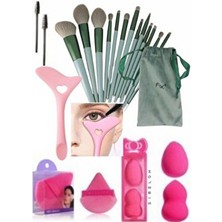 Sibelon 20 Parça Özel Keseli Makyaj Fırça Seti 13 cm Eyeliner Çekme Aparatı