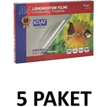 Kraf 5 Paket A4 Laminasyon Filmi  125 Micron 100 Lü