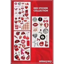 Minnymy 3' Lü Red Collection Retro Sticker, Çıkartma, Ajanda, Günlük, Planlayıcı, Bullet Journal ,scrapbook