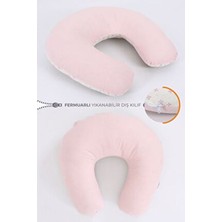 Fisun Baby %100 Pamuk Çift Taraflı Emzirme Yastığı Pudra Fiyonk Bebek Destek Minderi