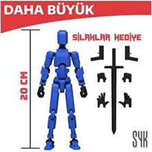 SYK Design 20 cm Büyük Robot 20 Dummy Mavi Siyah Tüm Eklemleri Hareketli Aksiyon Figürü Hediyelik