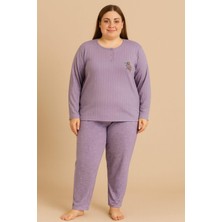 Pemilo Kadın 05113 Büyük Beden % 100 Pamuk Raporlu İnterlok Pijama Takımı