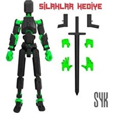 SYK Design 13 Dummy Siyah Yeşil Robot Aksiyon Figürü Tüm Eklemleri Hareketli Hediyelik