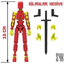 SYK Design Kırmızı Sarı Robot 13 cm Hareketli Aksiyon Figürü Oyuncak Çocuklar İçin Eğlenceli Hediyelik