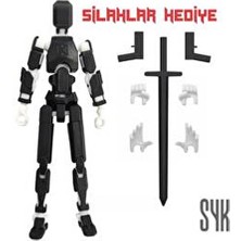 SYK Design Robot 13 Dummy Siyah Beyaz Aksiyon Figürü Oyuncak Tüm Eklemleri Hareketli Hediyelik