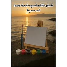 Ems Takı Aksesuar 15X15 Tuval+ Ayarlanabilir Şövale 1 Adet Fırça 6’lı Mini Boya Boyama Seti Başlangıç Seti