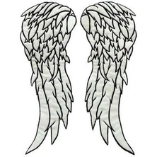 Sim Nakış Melek Kanatları Arma Patch 36×43 cm Beyaz Renkli Nakış Işleme Özelliği