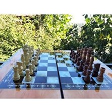 Megame Ahşap Pullu Polyester Tavla Satranç Dama Full Ahşap