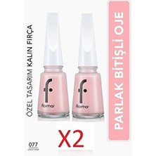 Flormar 077 Light Pink Renkli Parlak Bitişli Yüksek Pigmentli Oje 2 Adet Özel Tasarım Kalın Fırça