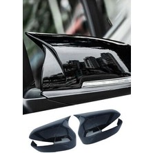 Belirtilmemiş Jet Black Renault Clıo 4 Batman Ayna Kapağı 2012-2019 Uyumlu Şık Tasarımlı