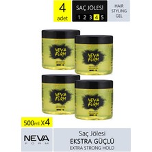 Nevaform Vegan Saç Jölesi Ekstra Sert 500 ml (4 Adet) Sabit Tutma Etkisiyle Güçlü Stil