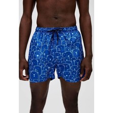 Bad Bear Lastikli Bel Regular Fit CepliDesenli Mavi Erkek Şort Mayo
