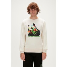 Bad Bear Re-Bamboo Crewneck Marshmallow Beyaz Baskılı Erkek Sweatshirt