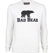 Bad Bear Crewneck Off-White Beyaz Baskılı Erkek Sweatshirt