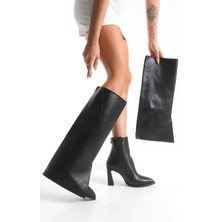 LOJO Kadın Sivri Burun Topuklu Günlük Tak-Çıkar Çizme & Bot Spigo Siyah