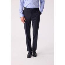 Ysf Erkek Lacivert Regular Fit Yün Karışımlı Kumaş Pantolon