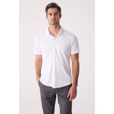 Ysf Erkek Beyaz Merserize Kısa Kol Gömlek