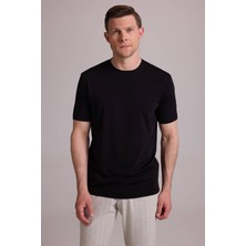 Ysf Erkek Siyah Regular Fit Bisiklet Yaka T-Shirt