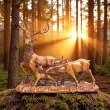 KuzeyTacı Ormanın Kalbi – Geyik Ailesi Biblosu Vip Dekoratif