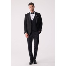 Ysf Erkek Siyah Slim Fit Şal Yaka Damatlık
