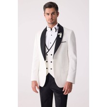 Ysf Erkek Krem Slim Fit Şal Yaka Damatlık