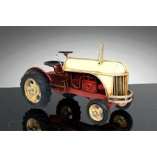 KuzeyTacı Nostaljik Sarı Kaputlu Dekoratif Traktör Maketi Metal Dekoratif Vip