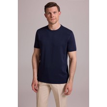 Ysf Erkek Lacivert Regular Fit Bisiklet Yaka Triko Tişört