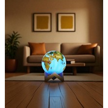 KuzeyTacı LED Işıklı Modern Dünya Küresi – Ahşap Standlı Atmosfer Lambası Şık Dekoratif 15 cm