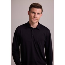 Ysf Erkek Siyah Polo Yaka Sweatshirt