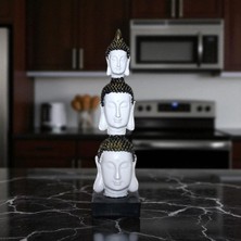 KuzeyTacı 3 Kafalı Buda Büstü Şık ve Dekoratif Görünüm Kutsal Biblo Vip