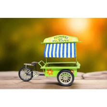 KuzeyTacı Üç Tekerlekli Çiçek Arabası Dekoratif Nostaljik Tasarım Metal 30 cm