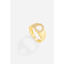 14 Ayar Kişiye Özel Harfli ve Zirkon Taşlı Altın Yüzük