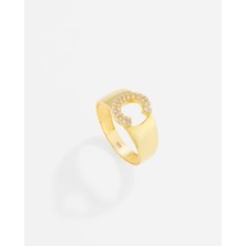 14 Ayar Kişiye Özel Harfli ve Zirkon Taşlı Altın Yüzük