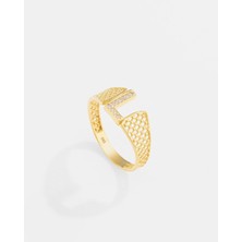 14 Ayar Altın Harfli Tasarım Yüzük