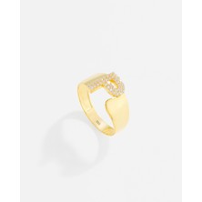 14 Ayar Kişiye Özel Harfli ve Zirkon Taşlı Altın Yüzük