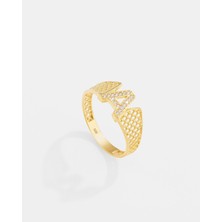 14 Ayar Altın Harfli Tasarım Yüzük