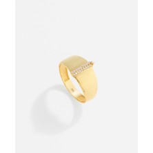 14 Ayar Kişiye Özel Harfli ve Zirkon Taşlı Altın Yüzük