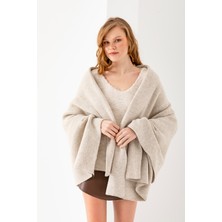 T-Crazy Işıltılı Detaylı Yumşak Dokulu Kışlık Triko Şal, Yıkamalı Örme Omuz Şalı