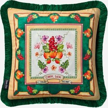 Chiara Alessi Carpe Diem Yeşil Kadife Dekoratif Yastık 45X45 cm