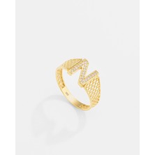 14 Ayar Altın Harfli Tasarım Yüzük